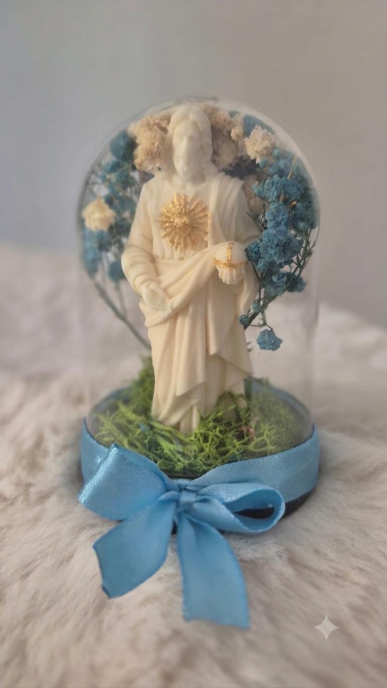 Sacré coeur de Jésus sous cloche céleste- Pièce Unique